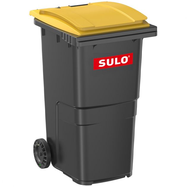 Conteneur poubelle 240 litres 2 roues SULO jaune logo
