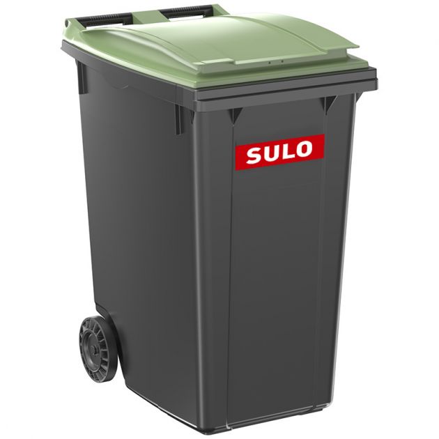 Conteneur poubelle 360 litres 2 roues SULO vert logo