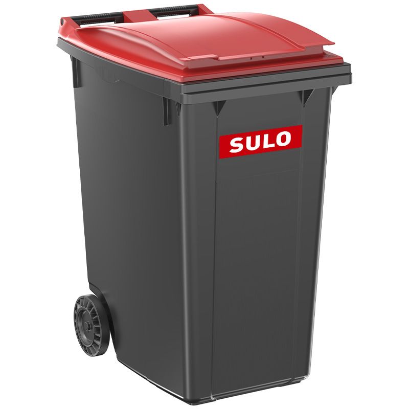 Conteneur poubelle 360 litres 2 roues SULO rouge logo