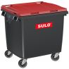 Conteneur poubelle 1000 litres 4 roues SULO rouge logo