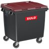Conteneur poubelle 1000 litres 4 roues SULO bordeaux logo