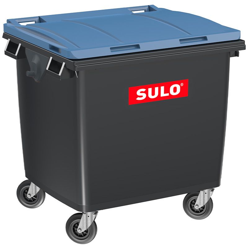Conteneur poubelle 1000 litres 4 roues SULO bleu logo