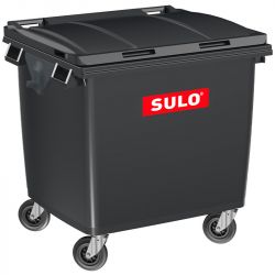 Conteneur poubelle 1000 litres 4 roues SULO gris logo