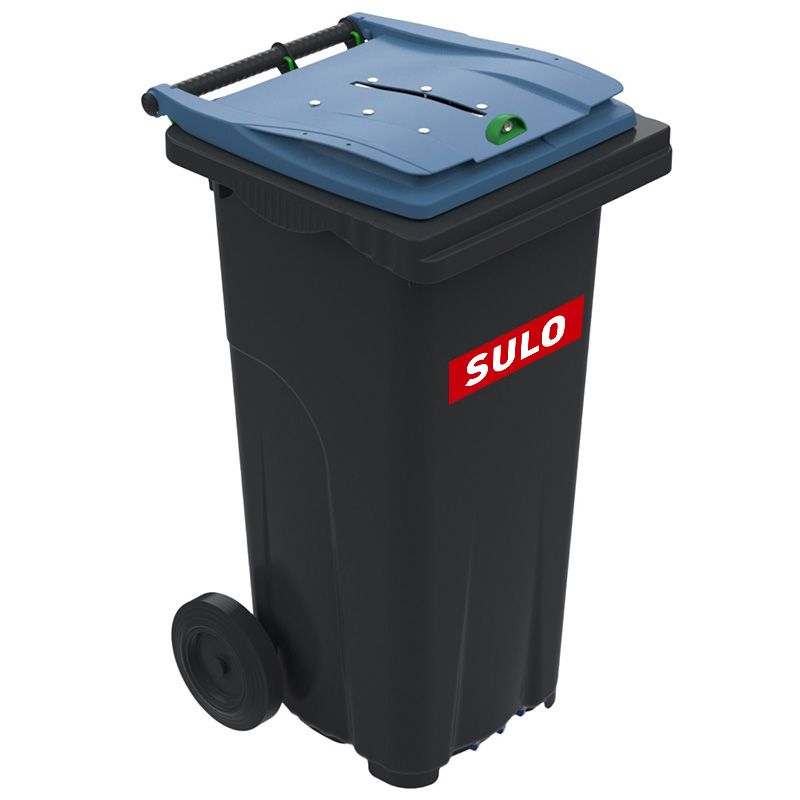 Conteneur poubelle tri sélectif 120 litres 2 roues papier confidentiel logo