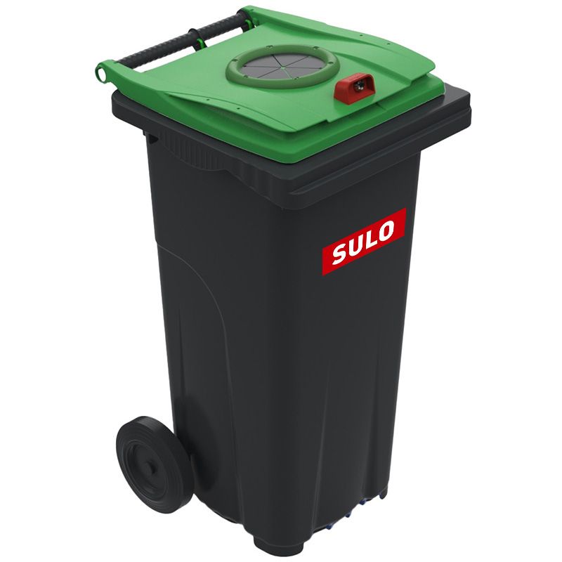 Conteneur poubelle tri sélectif 120 litres 2 roues verre logo