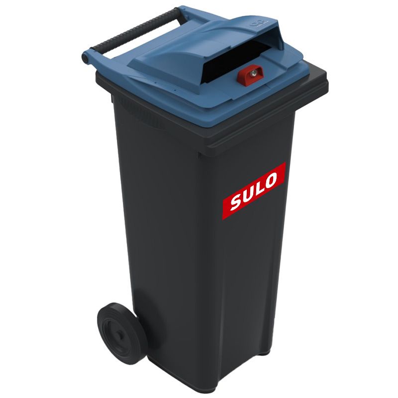 Conteneur poubelle tri sélectif 140 litres 2 roues papier logo