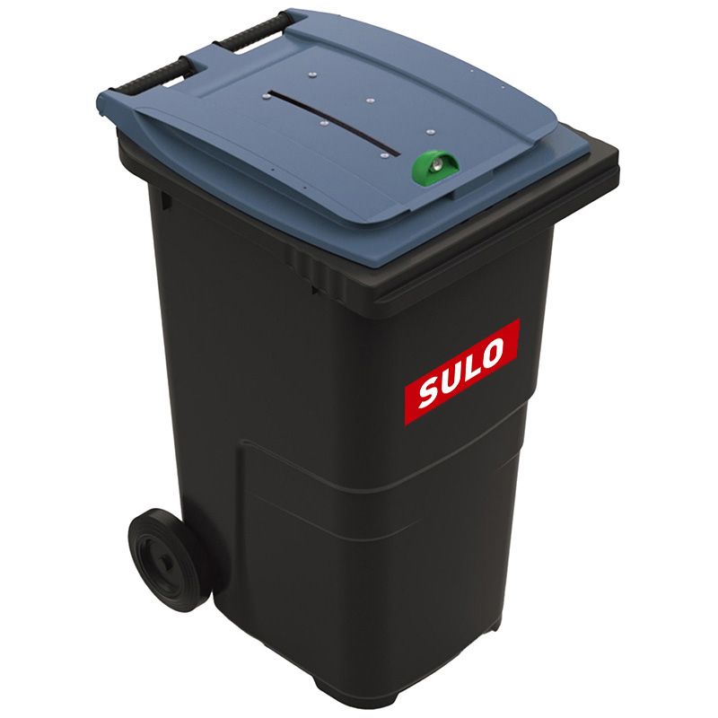 Conteneur poubelle tri sélectif 240 litres 2 roues papier confidentiel logo