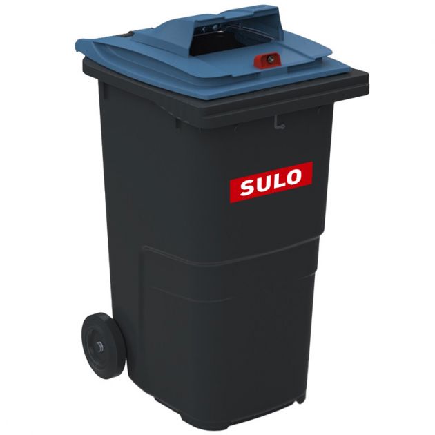 Conteneur poubelle tri sélectif 240 litres 2 roues papier logo