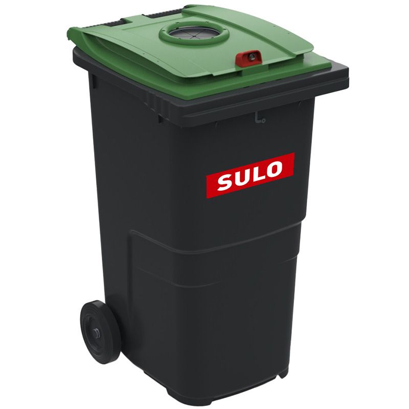 Conteneur poubelle tri sélectif 240 litres 2 roues verre logo