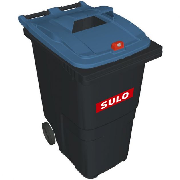 Conteneur poubelle tri sélectif 360 litres 2 roues papier logo