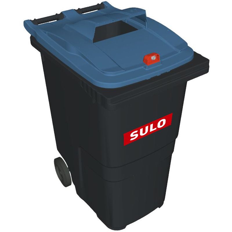 Conteneur poubelle tri sélectif 360 litres 2 roues papier logo