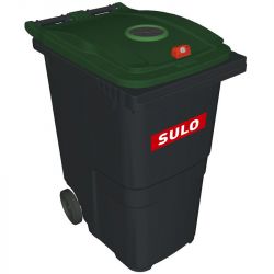 Conteneur poubelle tri sélectif 360 litres 2 roues verre logo