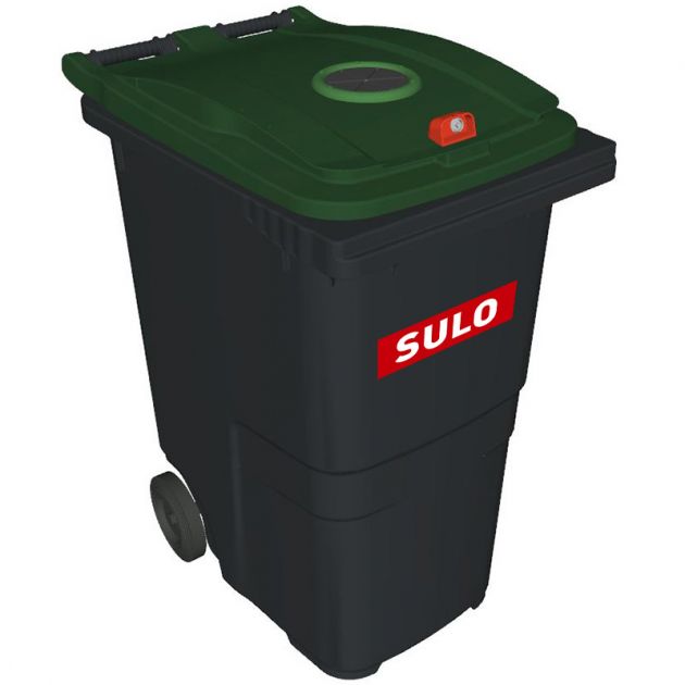Conteneur poubelle tri sélectif 360 litres 2 roues verre logo