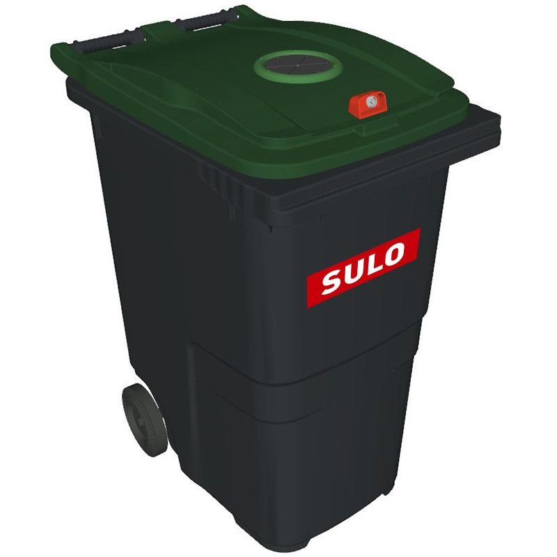 Conteneur poubelle tri sélectif 360 litres 2 roues verre logo