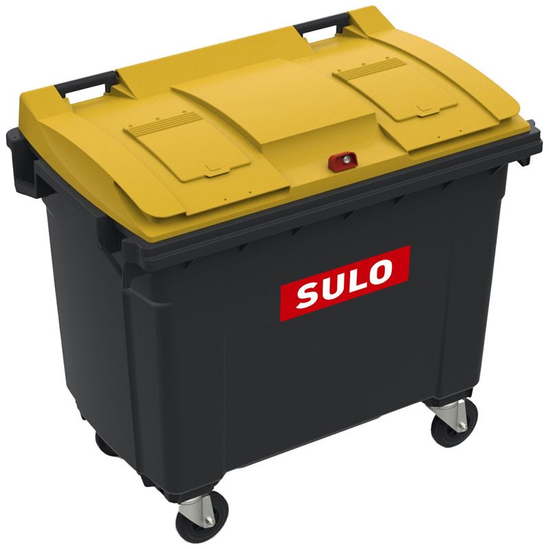 Conteneur poubelle tri sélectif 660 litres 4 roues emballage logo