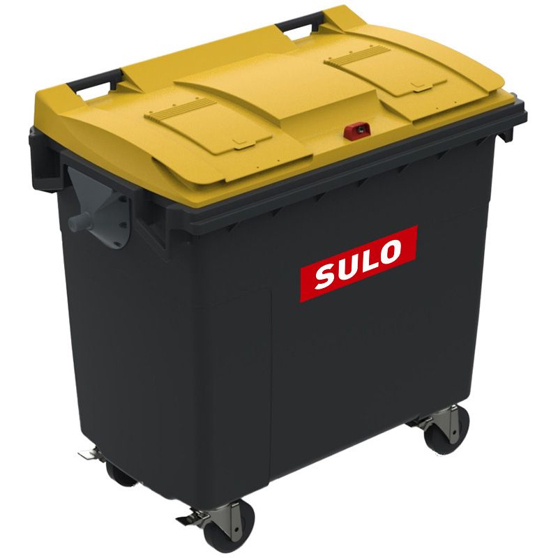 Conteneur poubelle tri sélectif 770 litres 4 roues emballage logo
