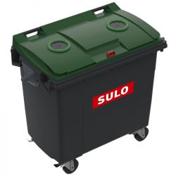 Conteneur poubelle tri sélectif 770 litres 4 roues verre logo