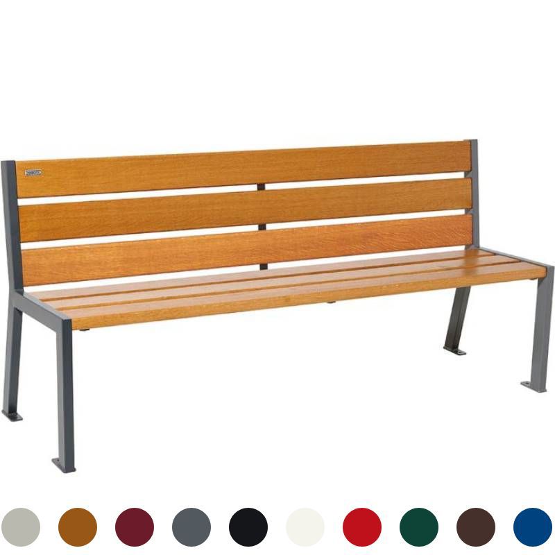 Banc public bois 180 cm chêne et acier 