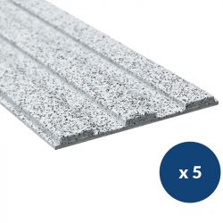 Bande de guidage extérieur adhésive en résine granuleuse 3 nervures blanc x5