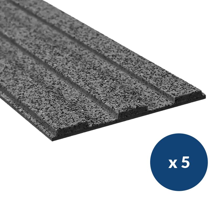 Bande de guidage extérieur adhésive en résine granuleuse 3 nervures noir x5
