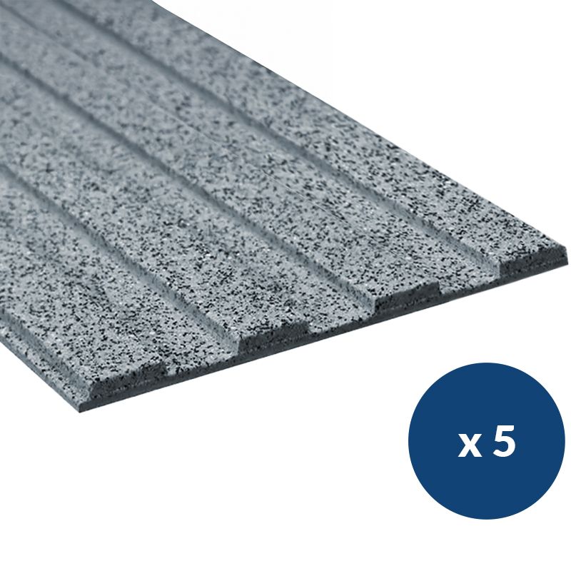 Bande de guidage extérieur à coller en résine granuleuse 4 nervures gris x5