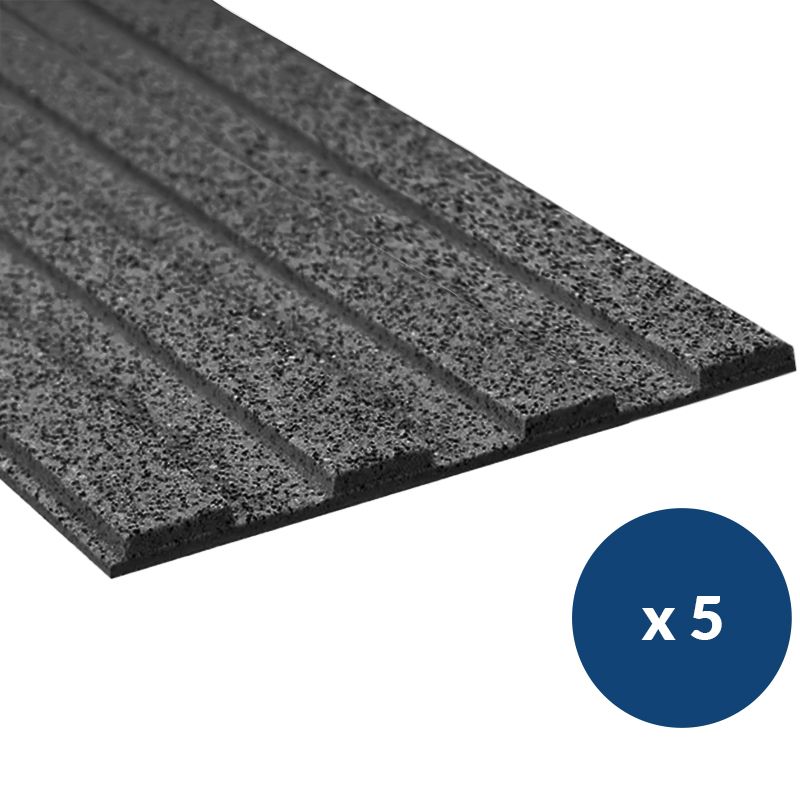 Bande de guidage extérieur à coller en résine granuleuse 4 nervures noir x5