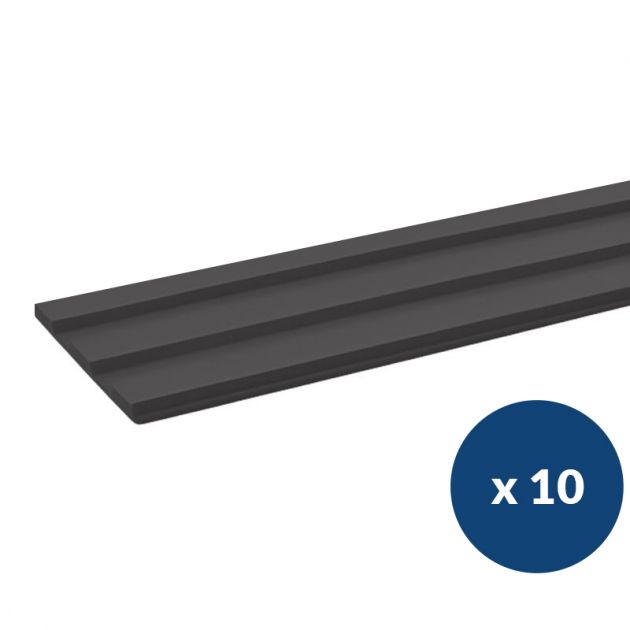 Bande de guidage intérieur adhésive en résine 17 x 100 cm lot de 10 gris anthracite