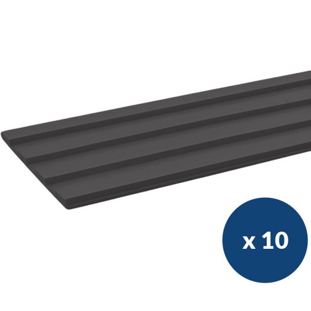 Bande de guidage intérieur adhésive en résine 22 x 100 cm lot de 10 gris anthracite