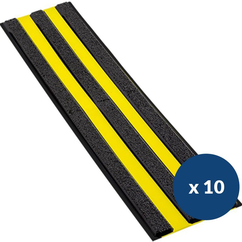 Bande de guidage extérieur à coller bicolore en polyuréthane x 10 noir jaune