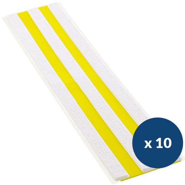Bande de guidage extérieur à coller bicolore en polyuréthane x 10 blanc jaune