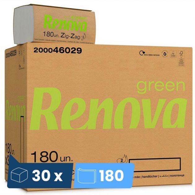 Essuie mains pliés en V Renovagreen Zig Zag - 5400 feuilles