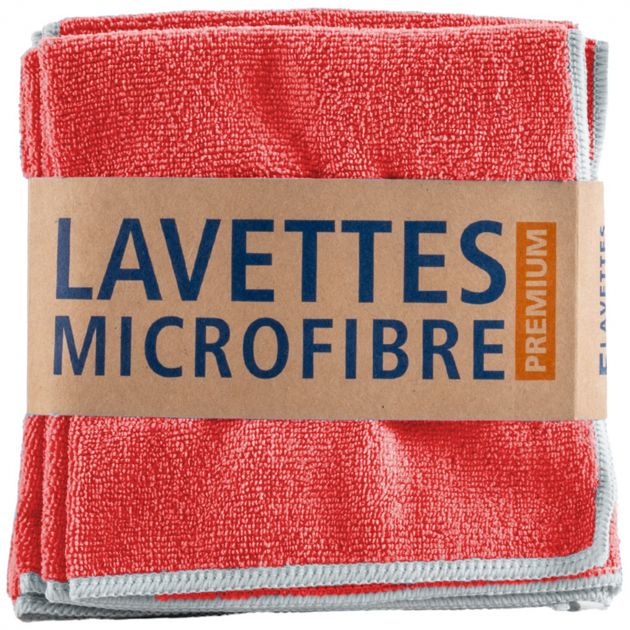 Lavettes tissées microfibre 40x40 cm Premium Delcourt - rouge