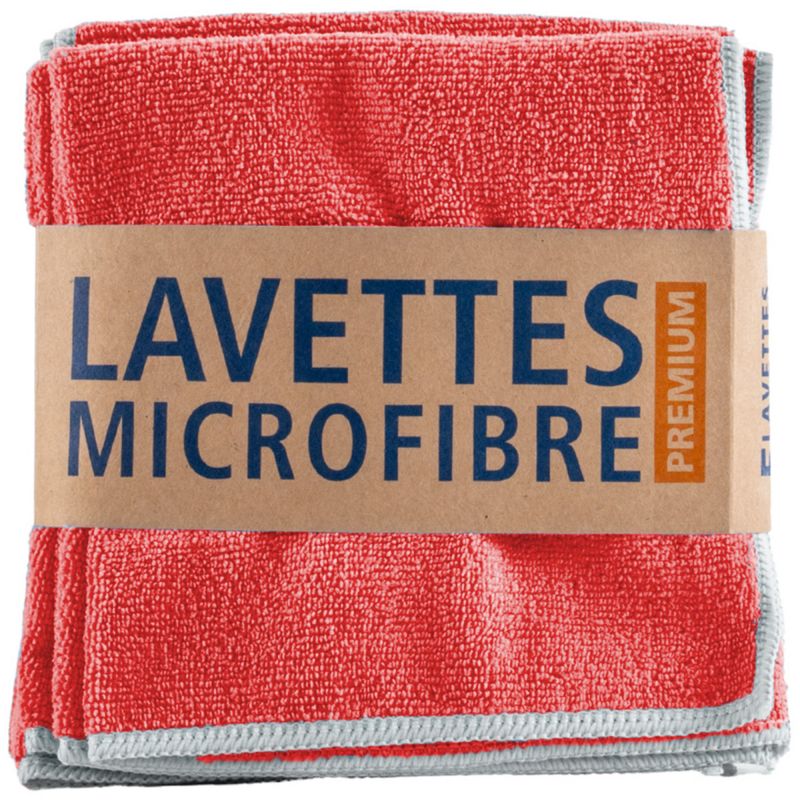 Lavettes tissées microfibre 40x40 cm Premium Delcourt - rouge
