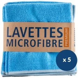 Lavettes tissées microfibre 40x40 cm Premium Delcourt - bleu lot de 5
