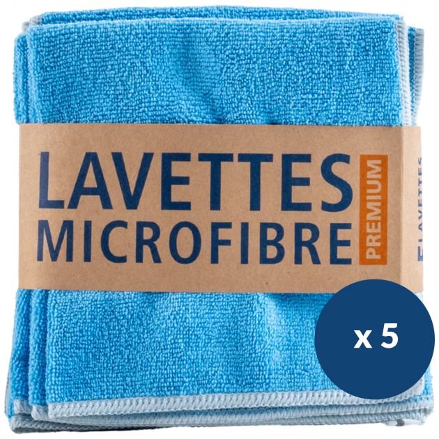Lavettes tissées microfibre 40x40 cm Premium Delcourt - bleu lot de 5