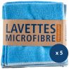 Lavettes tissées microfibre 40x40 cm Premium Delcourt - bleu lot de 5