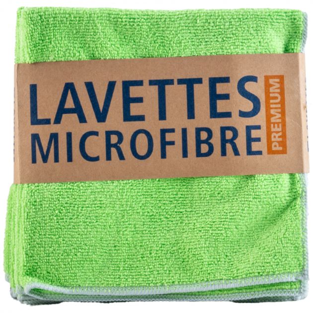 Lavettes tissées microfibre 40x40 cm Premium Delcourt - vert