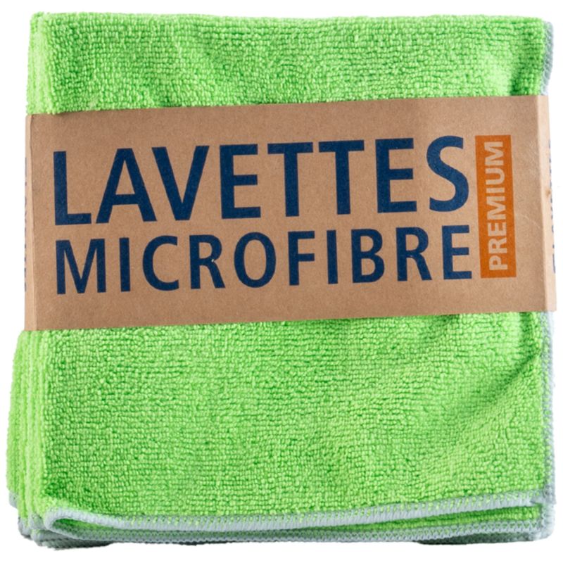 Lavettes tissées microfibre 40x40 cm Premium Delcourt - vert