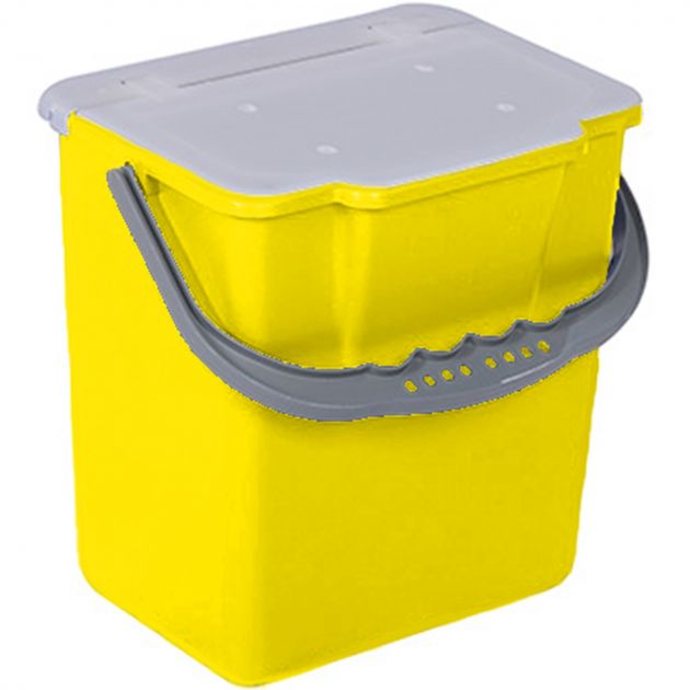 Seau avec couvercle 6 L pour chariot de ménage pré-imprégnation jaune Seau avec couvercle 6 L pour chariot de ménage pré-imprégnation jaune