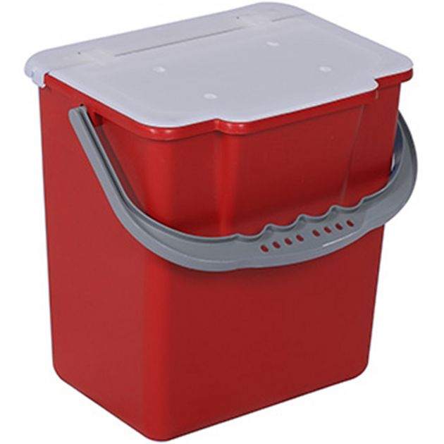 Seau avec couvercle 6 L pour chariot de ménage pré-imprégnation rouge Seau avec couvercle 6 L pour chariot de ménage pré-imprégnation rouge
