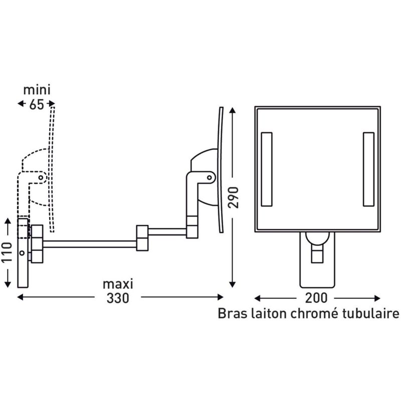 GALAXY lumineux dimensions bras tubulaire