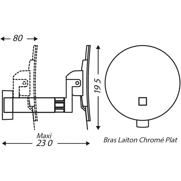 ECLIPS rond lumineux bras plat dimensions