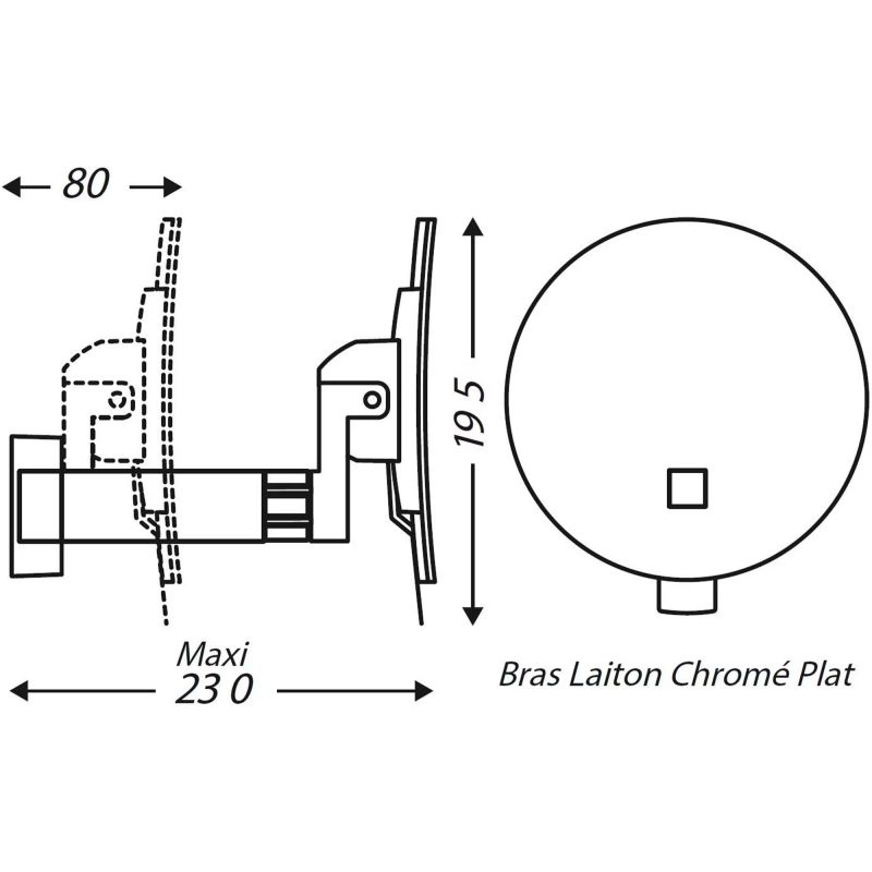 ECLIPS rond lumineux bras plat dimensions