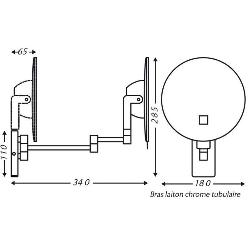 ECLIPS rond lumineux bras tubulaire dimensions