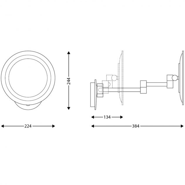CELESTE rond lumineux bras tubulaire dimensions