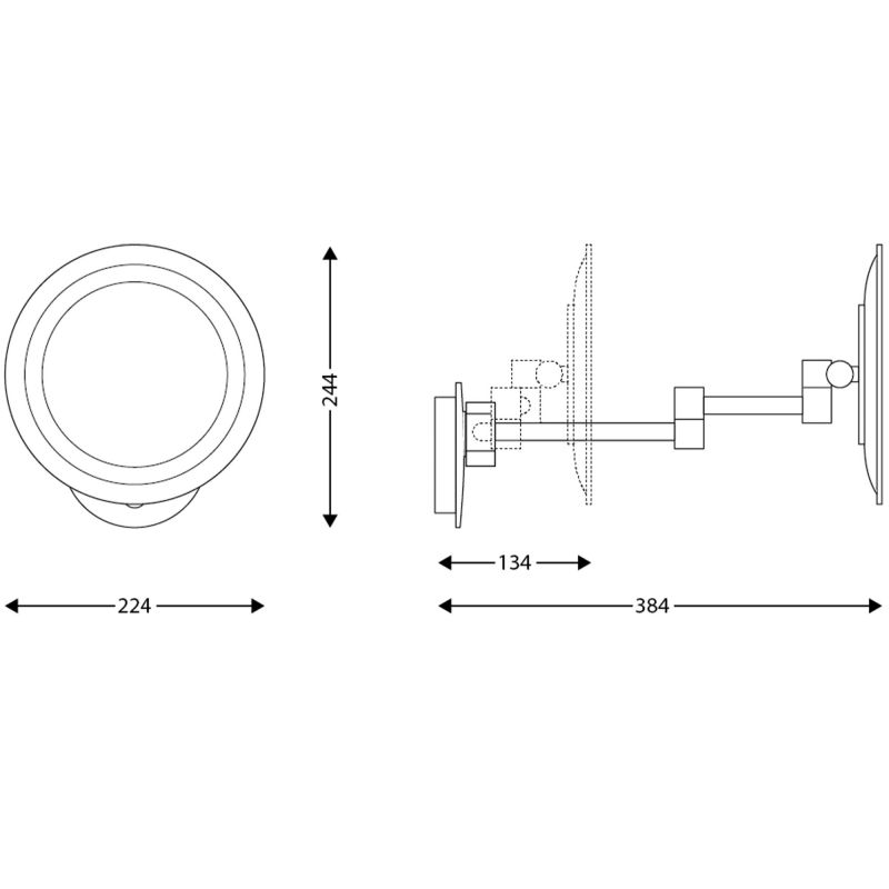 CELESTE rond lumineux bras tubulaire dimensions