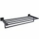 Rack porte serviette salle de bain en inox noir mat