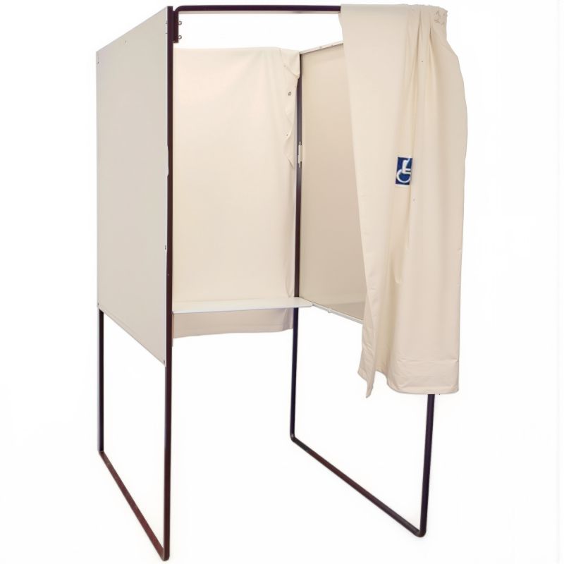 Isoloir vote PMR avec rideau ignifugé 100 x 130 cm