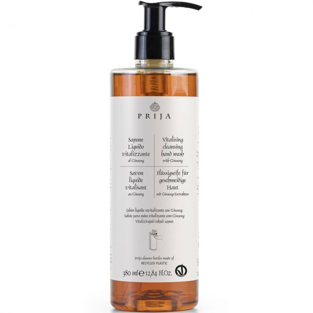 Savon liquide vitalisant au ginseng, flacon 380 ml en pet recyclé, pompe dévissable, prija