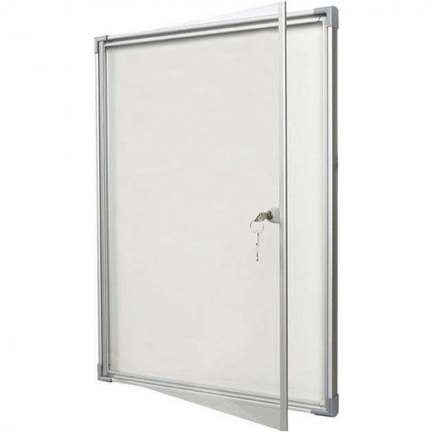 Vitrine d'affichage intérieur extra plate à porte battante plexiglas acier